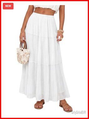 Women's Chiffon Maxi Skirt Pleated High Waisted Flowy Long Skirt